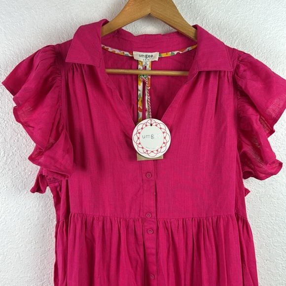 NWT Umgee linen blend tiered mini dress medium - Picture 2 of 9